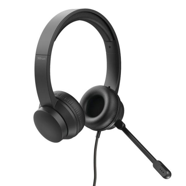 Auriculares Trust HS-200 On-Ear 24186/ con Micrófono/ USB/ Negros - Imagen 2