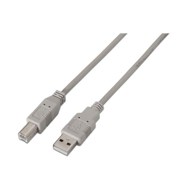 Cable USB 2.0 Impresora Aisens A101-0001/ USB Macho - USB Macho/ 1m/ Beige - Imagen 1