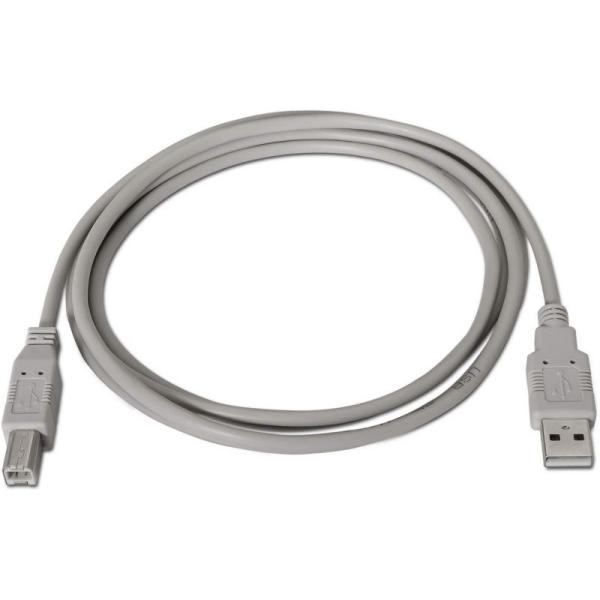 Cable USB 2.0 Impresora Aisens A101-0001/ USB Macho - USB Macho/ 1m/ Beige - Imagen 2