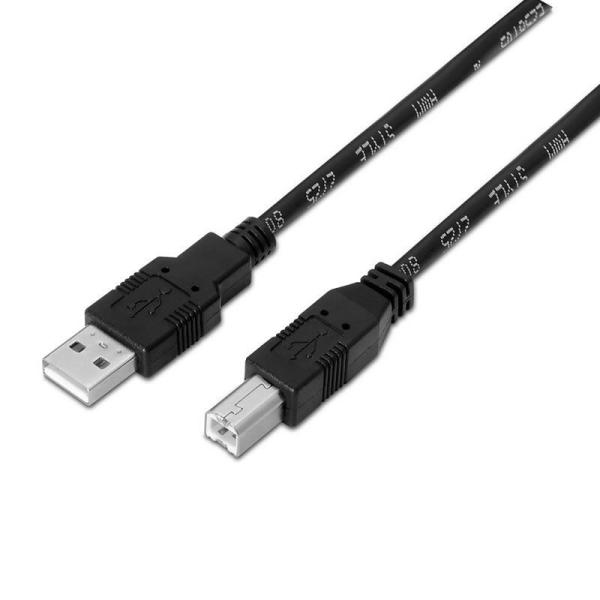 Cable USB 2.0 Impresora Aisens A101-0007/ USB Macho - USB Macho/ 3m/ Negro - Imagen 1