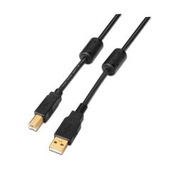 Cable USB 2.0 Impresora Aisens A101-0010/ USB Macho - USB Macho/ 3m/ Negro - Imagen 1