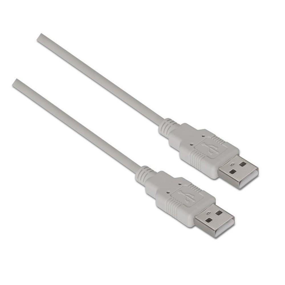 Cable USB 2.0 Aisens A101-0022/ USB Macho - USB Macho/ 2m/ Beige - Imagen 1