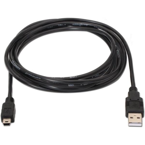 Cable USB 2.0 Aisens A101-0024/ USB Macho - USB Mini Macho/ 1m/ Negro - Imagen 2