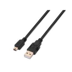 Cable USB 2.0 Aisens A101-0025/ USB Macho - USB Mini/ 1.8m/ Negro - Imagen 1