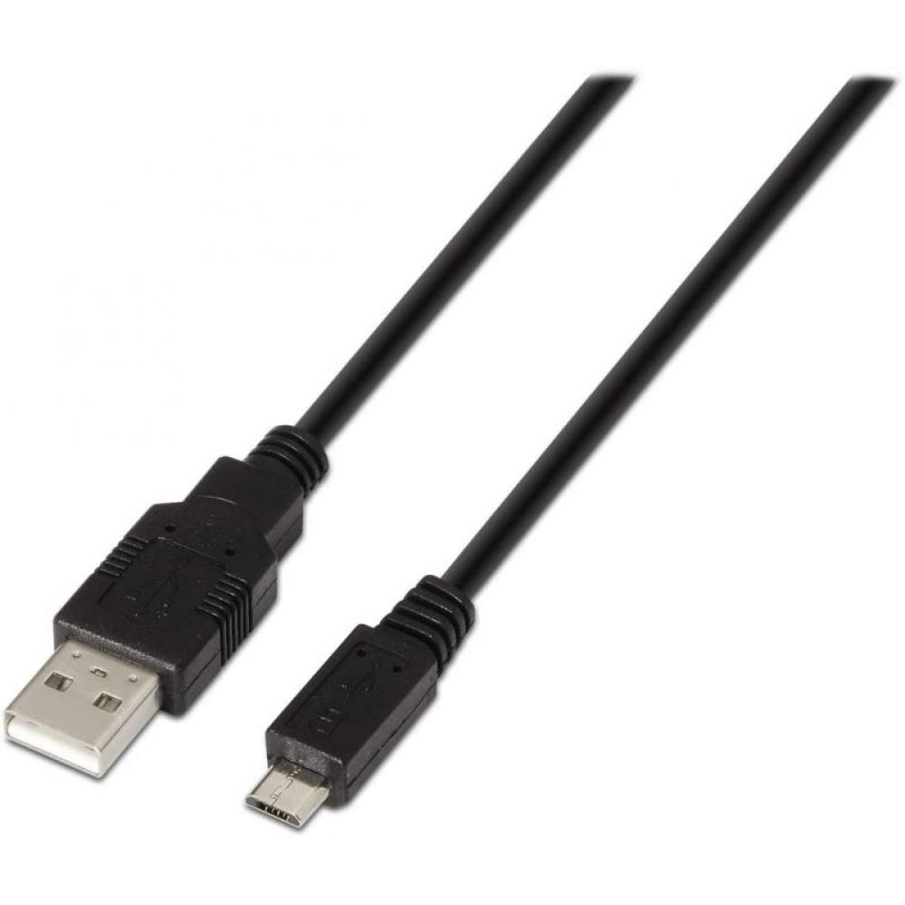 Cable USB 2.0 Aisens A101-0027/ USB Macho - MicroUSB Macho/ 0.8m/ Negro - Imagen 1