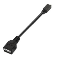 Cable USB 2.0 Aisens A101-0031/ MicroUSB Macho - USB Hembra/ 15cm/ Negro - Imagen 1