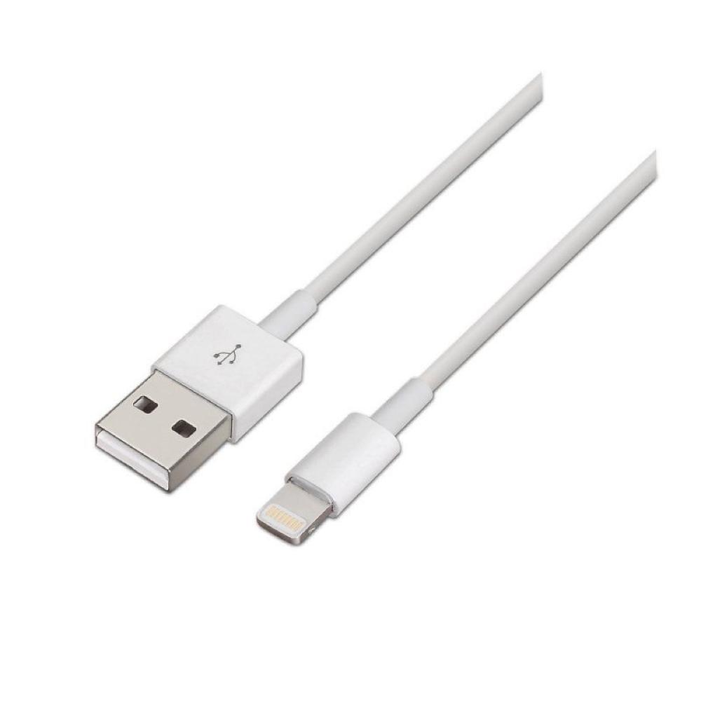 Cable USB 2.0 Lightning Aisens A102-0035/ USB Macho - Lightning Macho/ 1m/ Blanco - Imagen 1