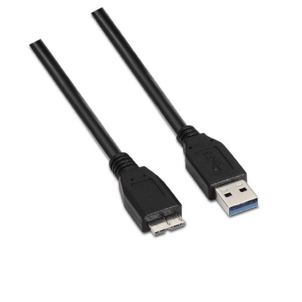 Cable USB 3.0 Aisens A105-0043/ USB Macho - MicroUSB Macho/ 1m/ Negro - Imagen 1