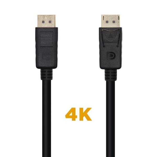 Cable Displayport 1.2 4K Aisens A124-0455/ Displayport Macho - Displayport Macho/ 1m/ Negro - Imagen 1