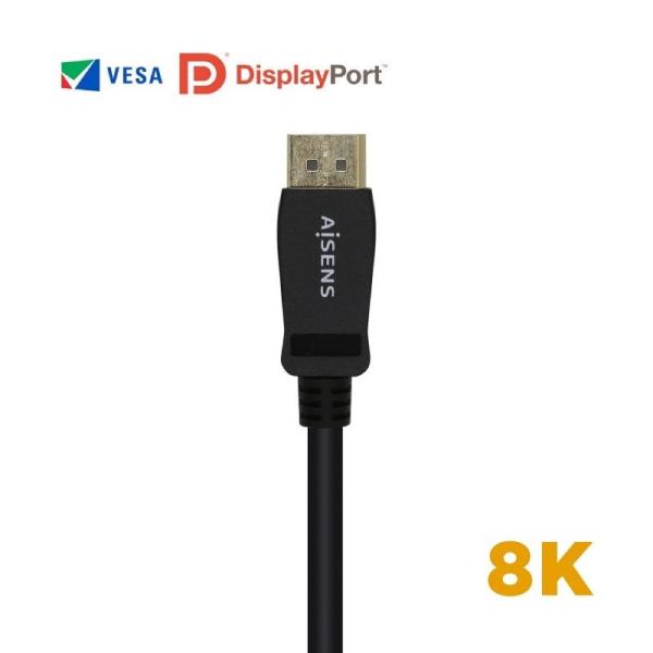 Cable Displayport 1.4 8K Aisens A149-0431/ Displayport Macho - Displayport Macho/ 1m/ Certificado/ Negro - Imagen 2