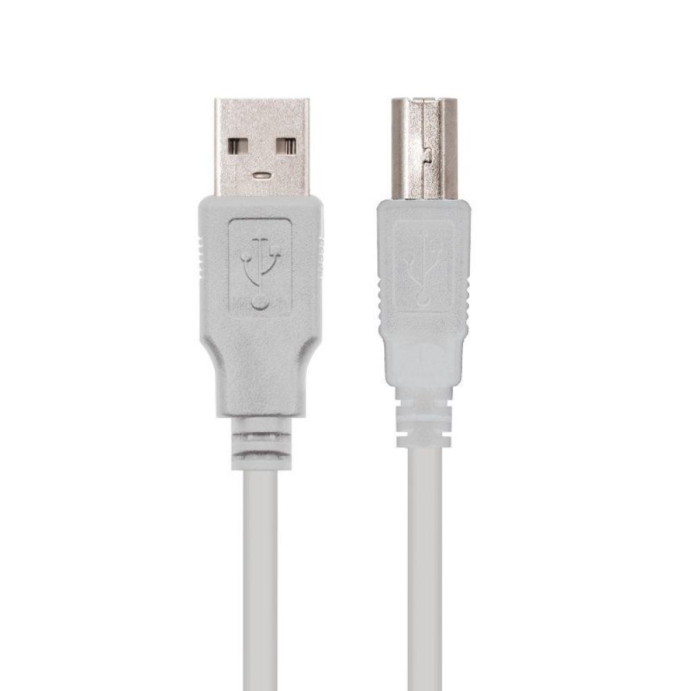 Cable USB 2.0 Impresora Nanocable 10.01.0104/ USB Macho - USB Macho/ 3m/ Beige - Imagen 1