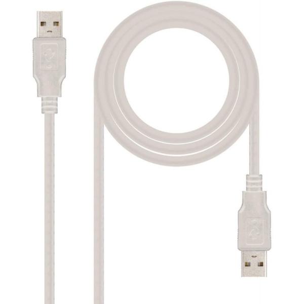 Cable USB 2.0 Nanocable 10.01.0303/ USB Macho - USB Macho/ 2m/ Beige - Imagen 2