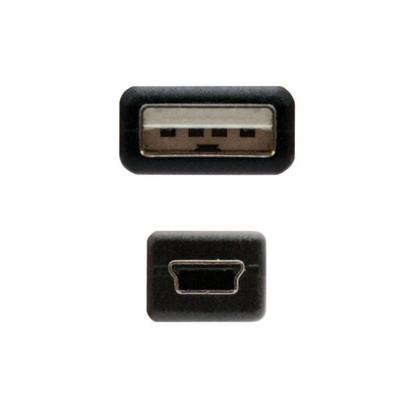 Cable USB 2.0 Nanocable 10.01.0401/ USB Macho - MiniUSB Macho/ 1m/ Negro - Imagen 3