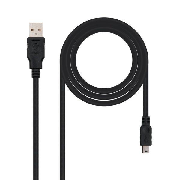 Cable USB 2.0 Nanocable 10.01.0402/ USB Macho - MiniUSB Macho/ 1.8m/ Negro - Imagen 1