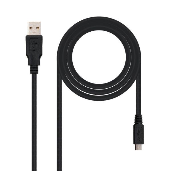 Cable USB 2.0 Nanocable 10.01.0500/ USB Macho - MicroUSB Macho/ 80cm/ Negro - Imagen 1