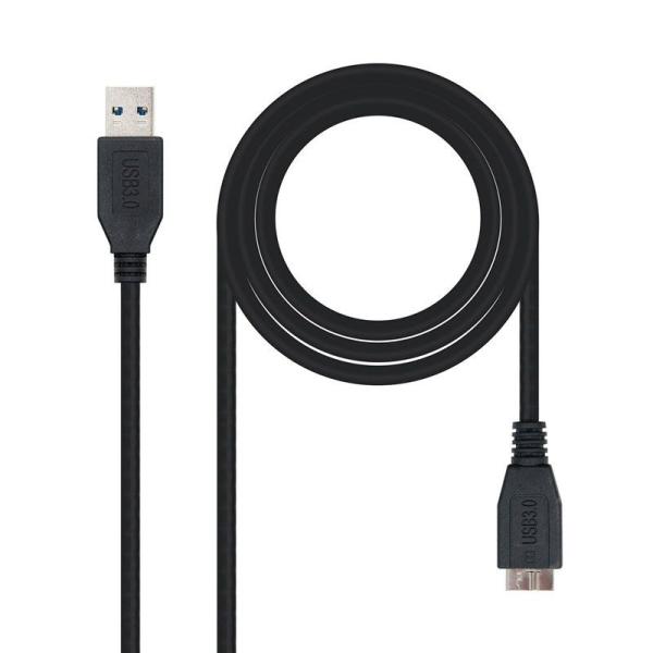 Cable USB 3.0 Nanocable 10.01.1101-BK/ USB Macho - MicroUSB Macho/ 1m/ Negro - Imagen 1