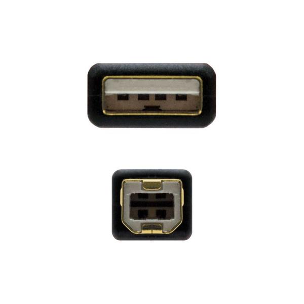 Cable USB 2.0 Impresora Nanocable 10.01.1202/ USB Macho - USB Macho / 2m/ Negro - Imagen 3