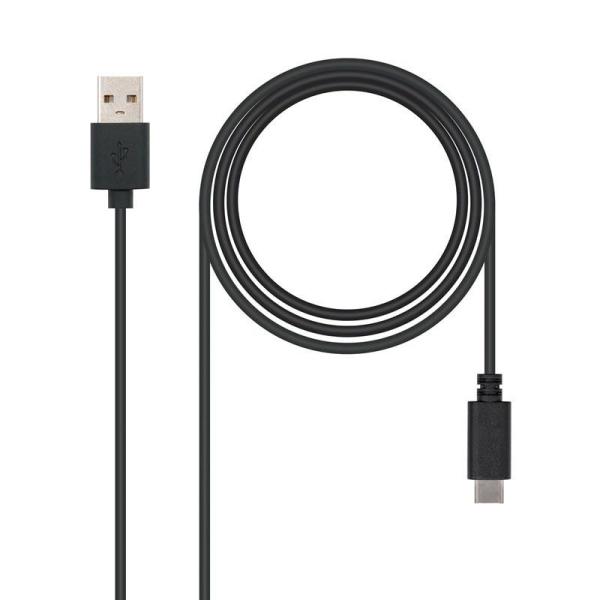 Cable USB 2.0 Nanocable 10.01.2101/ USB Tipo-C Macho - USB Macho/ 1m/ Negro - Imagen 1