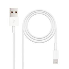 Cable USB 2.0 Lightning Nanocable 10.110.0401/ USB Macho - Lightning Macho/ 1m/ Blanco - Imagen 2