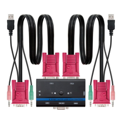 KVM NANOCABLE 10.12.0001 PARA 2 PC - CPU: 2*VGA + 2*USB + 4*JACK 3.5 / CONSOLA: 2*USB + VGA + 2*JACK 2.5 - 1.4M - Imagen 1