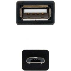 Cable USB 2.0 Nanocable 10.01.3500/ MicroUSB Macho - USB Hembra/ 15cm/ Negro - Imagen 3
