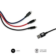 Cable USB 2.0 Subblim SUB-CAB-3IN101/ Micro USB + USB Tipo-C + Lightning - USB Macho/ 1m - Imagen 3