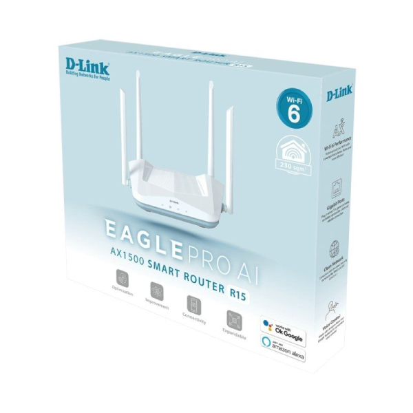 Router Inalámbrico D-Link EAGLE PRO AI AX1500 1500Mbps/ 2.4GHz 5GHz/ 4 Antenas/ WiFi 802.11ax/ac/n/g/b/k/v/a/h - 3ab/3u - Imagen