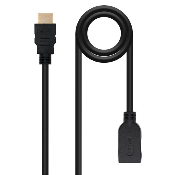 Cable Alargador HDMI Nanocable 10.15.1011/ HDMI Macho - HDMI Hembra/ 1m/ Negro - Imagen 1