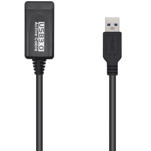 Cable Alargador USB 3.0 Aisens A105-0525/ USB Macho - USB Hembra/ 5m/ Negro - Imagen 1