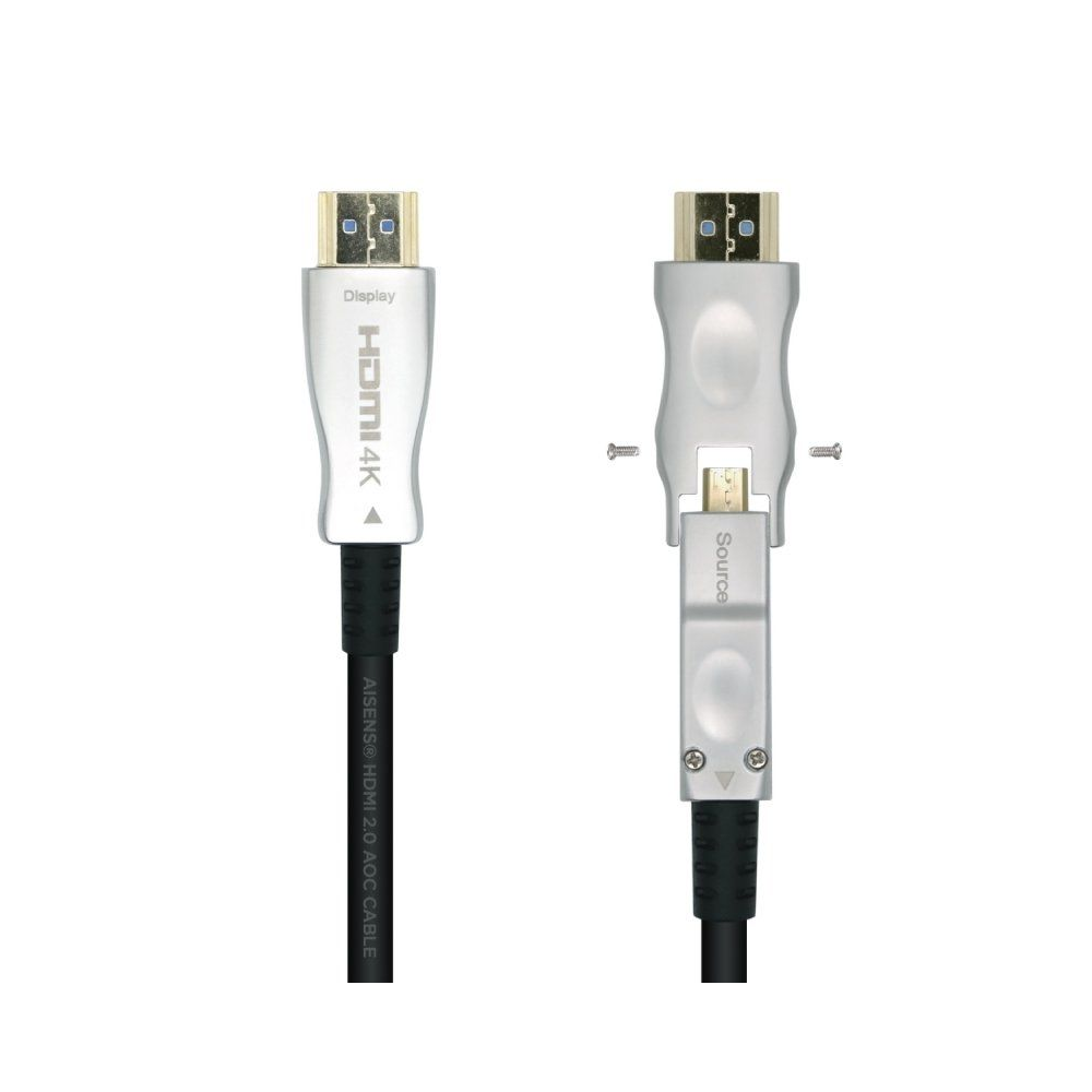 Cable HDMI 2.0 AOC 4K Desmontable Aisens A148-0511/ HDMI Macho / D Macho - HDMI Macho/ 20m/ Negro - Imagen 1