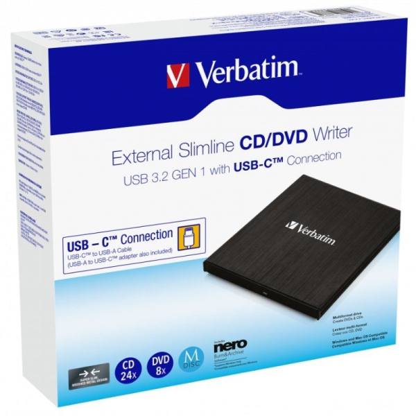 Grabadora Externa CD/DVD Verbartim 43886 con conexión USB-C - Imagen 4