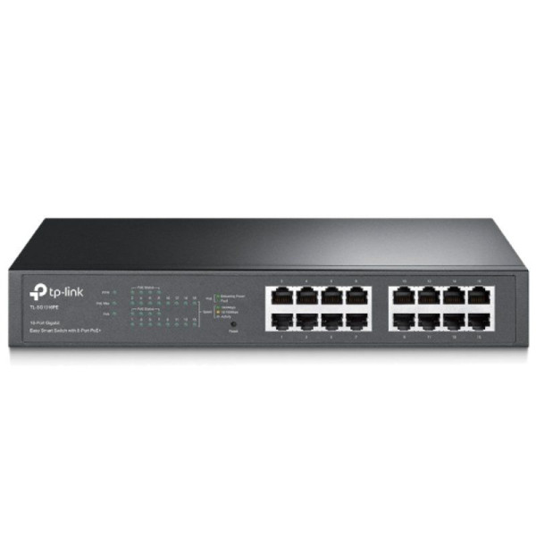 SWITCH EASY SMART TP-LINK TL-SG1016PE - 16 PUERTOS GIGABIT - 8 PUERTOS POE+ - ESCRITORIO/RACK - COMPATIBLE CON DISPOSITIVOS IEEE