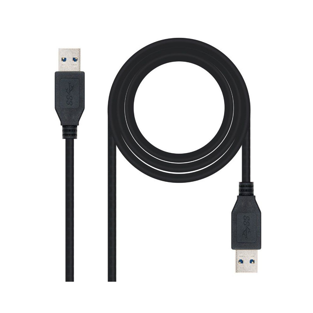 Cable USB 3.0 Nanocable 10.01.1001-BK/ USB Macho - USB Macho/ 1m/ Negro - Imagen 1