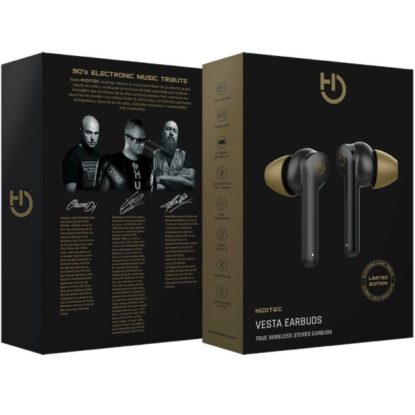 Auriculares Bluetooth Hiditec Vesta Limited Edition con estuche de carga/ Autonomía 8h/ Negros - Imagen 5