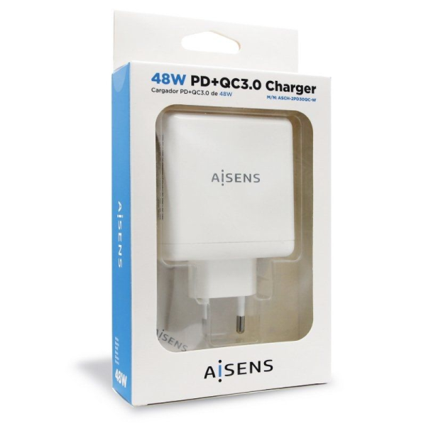 Cargador de Pared Aisens ASCH-2PD30QC-W/ 1xUSB Tipo-C/ 1x USB/ 48W - Imagen 3