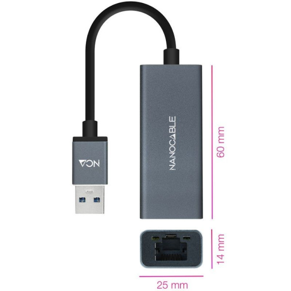 Adaptador USB 3.0 - RJ45 Nanocable 10.03.0405/ 1000Mbps - Imagen 2