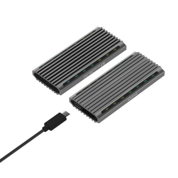 Caja Externa para Disco Duro SSD M.2 SATA/NVMe Aisens ASM2-RGB011GR/ USB 3.2 Gen2/ Sin Tornillos