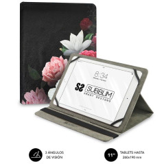 Funda Subblim Trendy Case Rosas para Tablet de 11'/ Negra