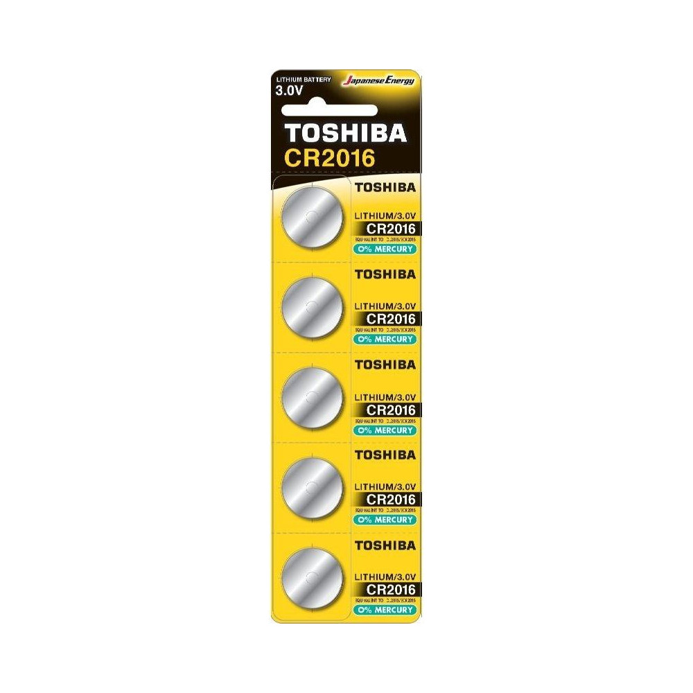 Pack de 5 Pilas de Botón Toshiba CR2016T/ 3V