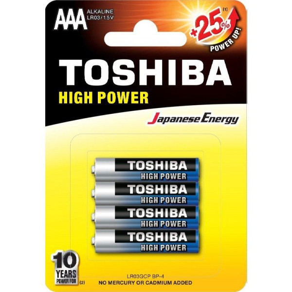 Pack de 4 Pilas AAA Toshiba R03AT/ 1.5V/ Alcalinas