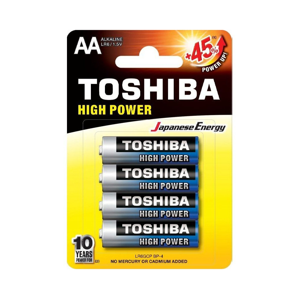 Pack de 4 Pilas AA Toshiba R6AT/ 1.5V/ Alcalinas
