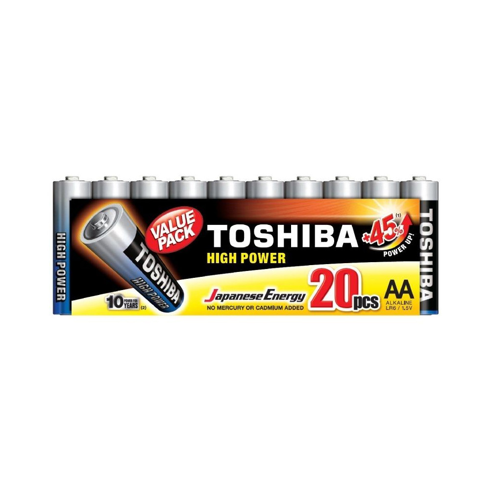 Pack de 20 Pilas AA Toshiba R6ATPACK20/ 1.5V/ Alcalinas