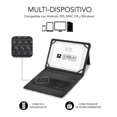 Funda con Teclado Subblim Keytab Pro Bluetooth para Tablets de 9'-11'/ Marmol Azul