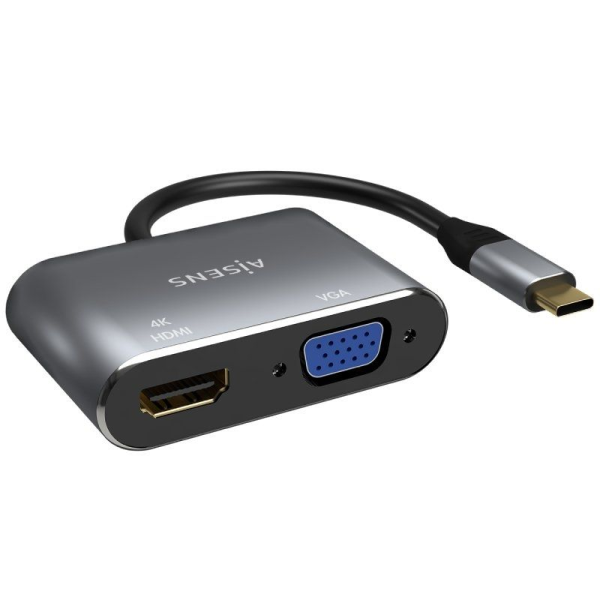 Adaptador USB Tipo-C Aisens A109-0627/ HDMI Hembra - VGA Hembra - USB Tipo-C Macho