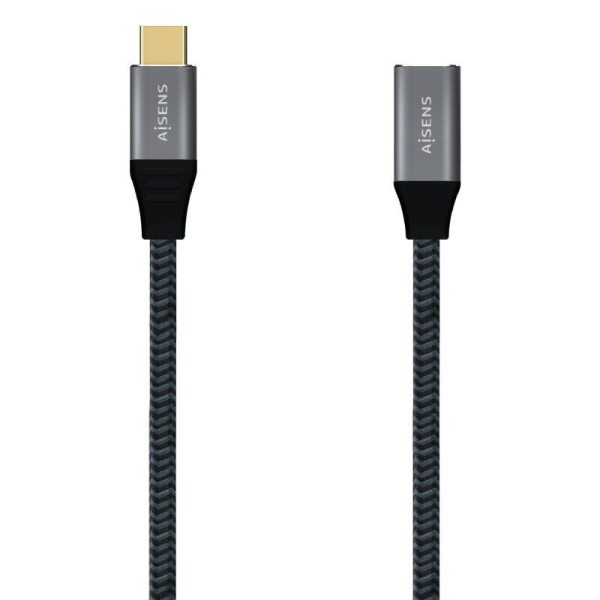 Cable USB 3.2 Tipo-C Aisens A107-0635/ USB Tipo-C Macho - USB Tipo-C Hembra/ 1m/ Gris