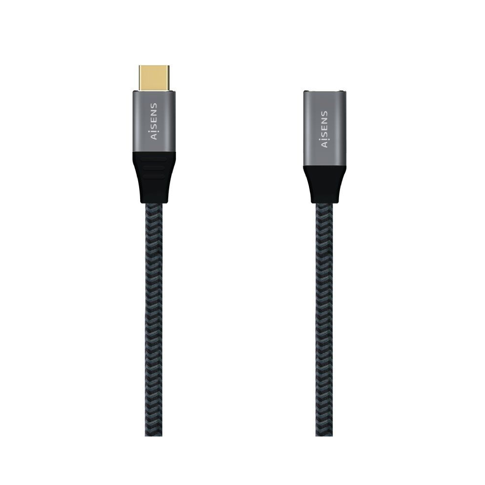 Cable USB 3.2 Tipo-C Aisens A107-0635/ USB Tipo-C Macho - USB Tipo-C Hembra/ 1m/ Gris