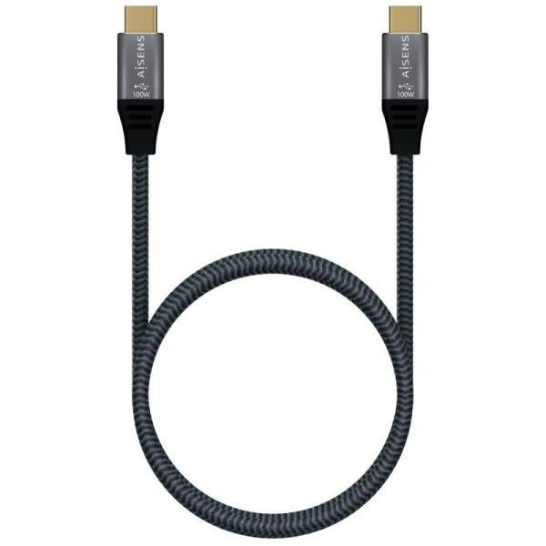 Cable USB 2.0 Tipo-C Aisens A107-0628/ USB Tipo-C Macho - USB Tipo-C Macho/ 1m/ Gris