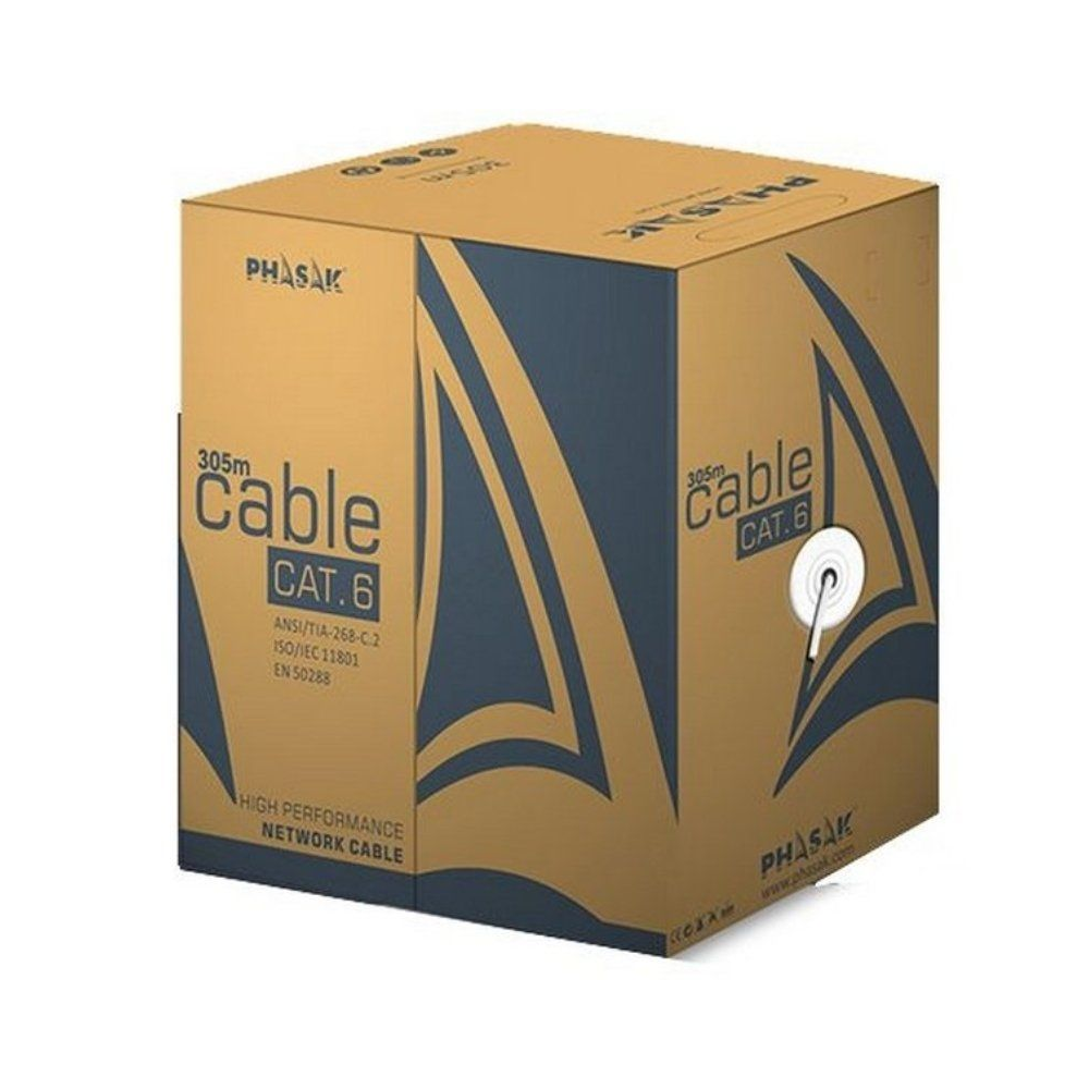 Bobina de Cable RJ45 UTP Phasak PHR 6302 Cat.6/ 305m/ Gris