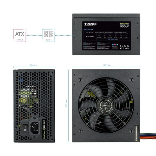 Fuente de Alimentación TooQ TQEP-550SP/ 550W/ Ventilador 12cm - Imagen 4