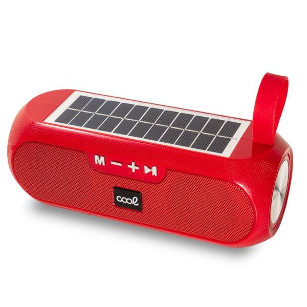 Altavoz Música Universal Bluetooth COOL Glasgow Rojo (10W) Con Panel Solar
